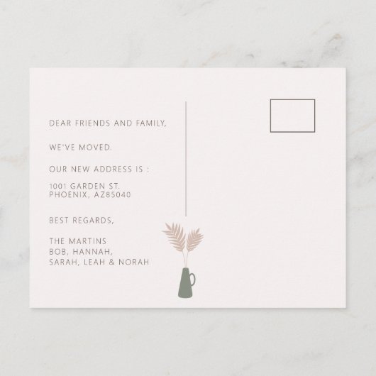 Boho Planting New Roots Moving Announcement Aankondigingskaart (Achterkant)