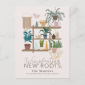 Boho Planting New Roots Moving Announcement Aankondigingskaart (Voorkant)