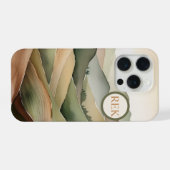 Boho platte landschap iPhone hoes in aardetonen Hoesje (Achterkant horizontaal)