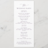 Boho Plum Paarse elegante minimalistische bruiloft Programmakaart (Achterkant)