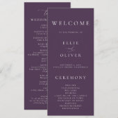Boho Plum Paarse Elegante Minimalistische I Weddin Programmakaart (Voorkant / Achterkant)