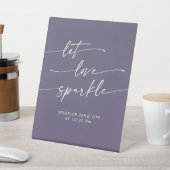 Boho Plum Paarse Sparkler Verstuur Huwelijk Reclamebord Met Voetstuk (Insitu)
