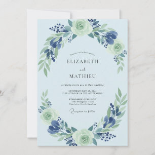 Boho Poeder Azuurblad Bruiloft Kaart