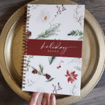 Boho Poinsettia Pine Holly Kerstvakantie Planner<br><div class="desc">Omarm de kunst van de vakantie organisatie met onze Waterverf Poinsettia Christmas Planner - een harmonieuze combinatie van boho charme en elegante functionaliteit. Tegen een serene crème achtergrond, heeft deze planner een delicate waterverf afbeelding van poinsettias, dennen en hulst, waardoor een boeiende weergave van natuurlijke schoonheid wordt gecreëerd. Onze Waterverf...</div>