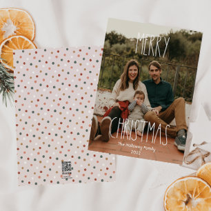 Boho Polka Dot Kerstmis - Volledige foto Feestdagenkaart
