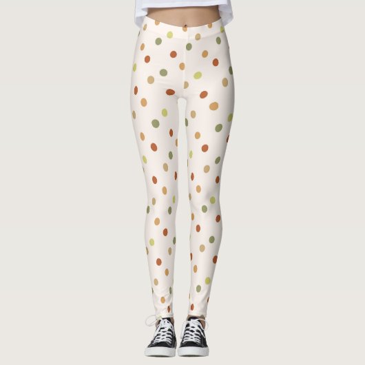 Boho Polka Dots Earthy Pattern Leggings (Voorkant)