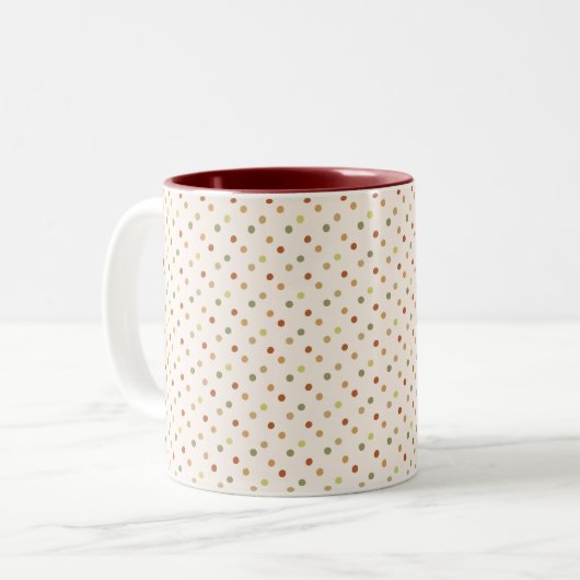 Boho Polka Dots Earthy Pattern  Tweekleurige Koffiemok (Voorkant links)