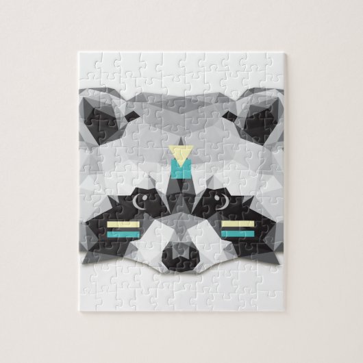 Boho poly raccoon legpuzzel (Verticaal)