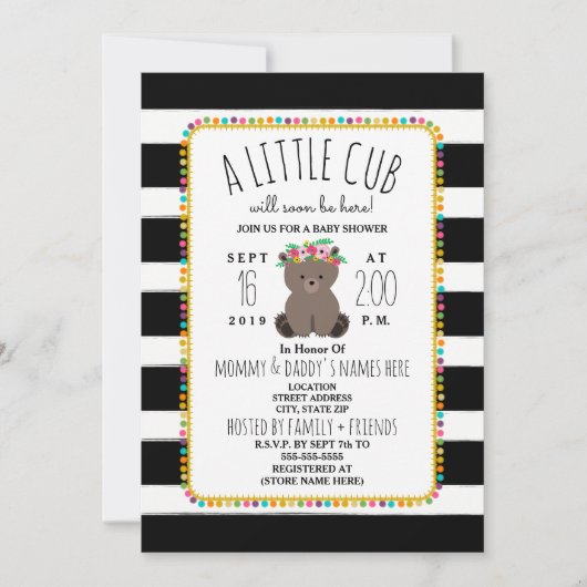 Boho Pom Poms Beer welp Baby shower Kaart (Voorkant)