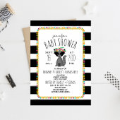 Boho Pom Poms + Strepen Wasbeer Baby shower Kaart