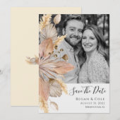 Boho Pompagras Save The Date Kaart (Voorkant / Achterkant)