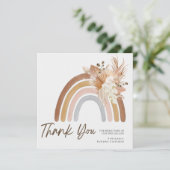 Boho Pompas Gras Gedempte Regenboog Dankkaart Bedankkaart (Staand voorkant)