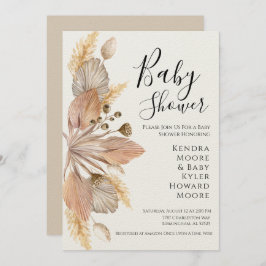 Boho Pompas Grass Baby shower Uitnodiging