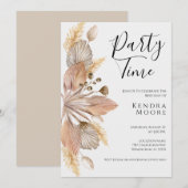 Boho Pompas grass Birthday uitnodiging voor elke l (Voorkant / Achterkant)