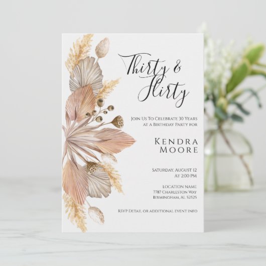 Boho Pompas Grass Dertig jaar en vrijdag Kaart (Staand voorkant)