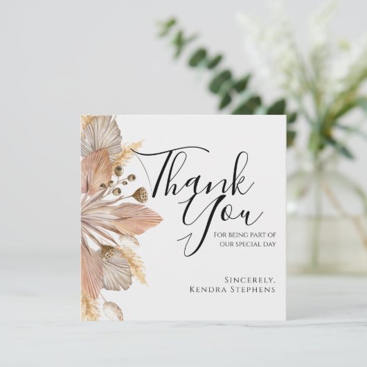 Boho Pompas Grass Hartelijk dank Bedankkaart (Staand voorkant)