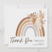 Boho Pompas Grass Muted Rainbow Hartelijk dank Bedankkaart (Voorkant)