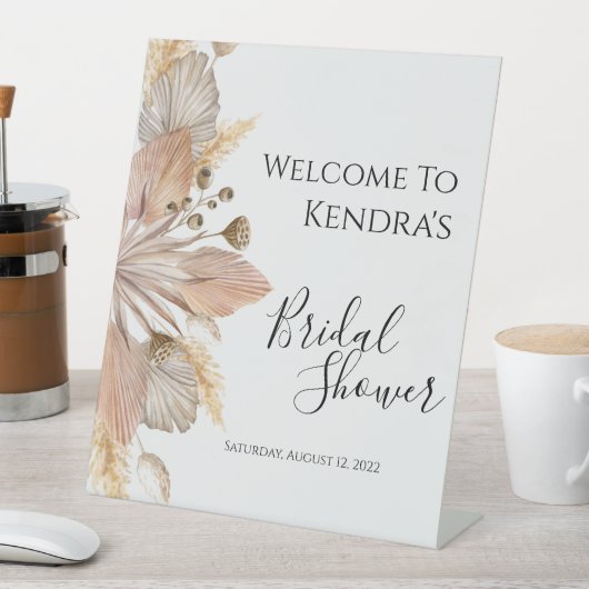 Boho Pompas Grass Vrijgezellenfeest Welkomstteken Reclamebord Met Voetstuk (Insitu)