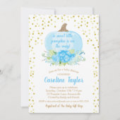 Boho Pompoen Baby Jongensdouche Waterverf Blauw Go Kaart (Voorkant)