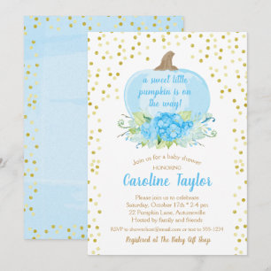 Boho Pompoen Baby Jongensdouche Waterverf Blauw Go Kaart