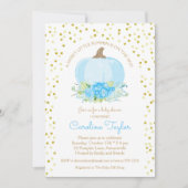 Boho Pompoen Baby Jongensdouche Waterverf Blauw Go Kaart (Voorkant)