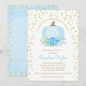 Boho Pompoen Baby Jongensdouche Waterverf Blauw Go Kaart (Voorkant / Achterkant)