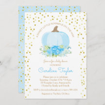 Boho Pompoen Baby Jongensdouche Waterverf Blauw Go