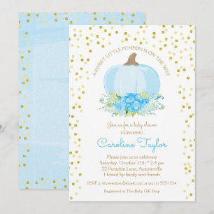 Boho Pompoen Baby Jongensdouche Waterverf Blauw Go Kaart