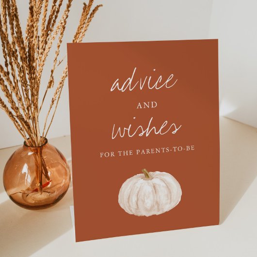 Boho Pompoen Baby Shower Advies en Wensen Reclamebord Met Voetstuk