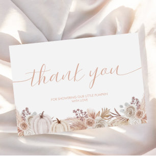 Boho pompoen Baby shower bedankje Informatiekaartje