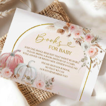 Boho Pompoen Baby shower boeken voor baby kaart
