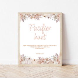 Boho pompoen Baby shower fopspeen jachtteken Poster