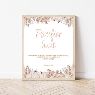 Boho pompoen Baby shower fopspeen jachtteken Poster
