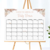 Boho Pompoen Baby shower Guess Due Date Calendar Poster