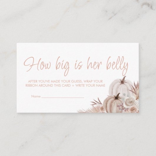 Boho pompoen Baby shower Hoe groot is haar buik Ka Informatiekaartje (Voorkant)