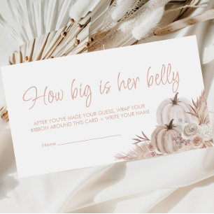 Boho pompoen Baby shower Hoe groot is haar buik Ka Informatiekaartje