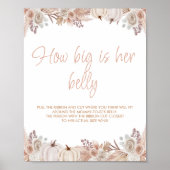 Boho pompoen Baby shower Hoe groot is haar buiktek Poster (Voorkant)