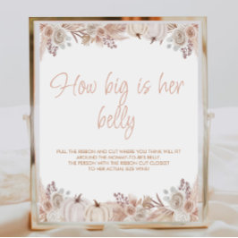 Boho pompoen Baby shower Hoe groot is haar buiktek Poster