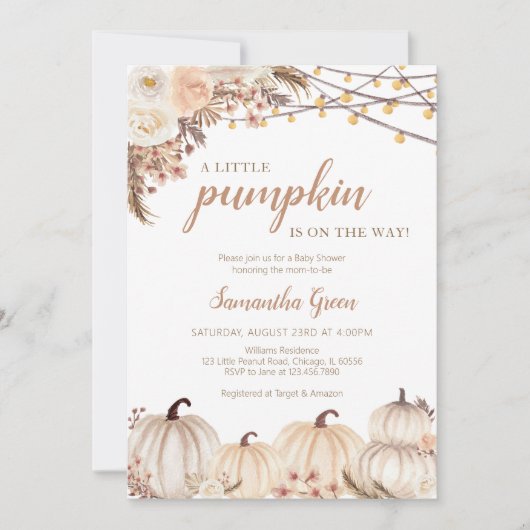 Boho pompoen Baby shower Kaart (Voorkant)