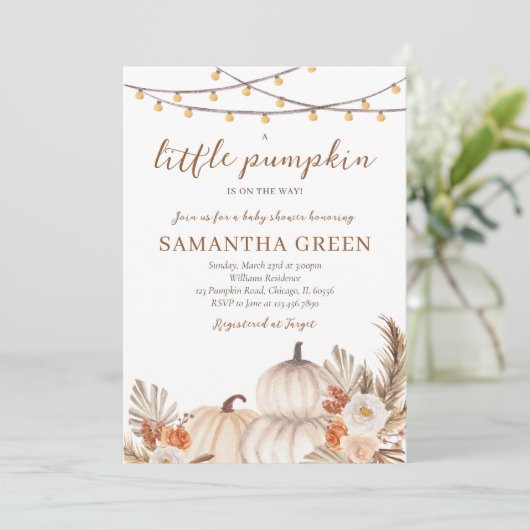 Boho pompoen Baby shower Kaart (Staand voorkant)