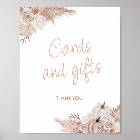 Boho pompoen Baby shower Kaarten en geschenken tek Poster (Voorkant)