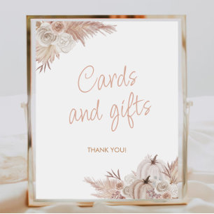 Boho pompoen Baby shower Kaarten en geschenken tek Poster