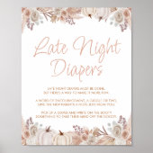 Boho pompoen Baby shower late nacht luiers teken Poster (Voorkant)