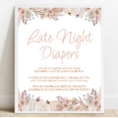 Boho pompoen Baby shower late nacht luiers teken Poster
