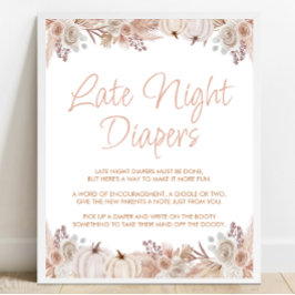 Boho pompoen Baby shower late nacht luiers teken Poster