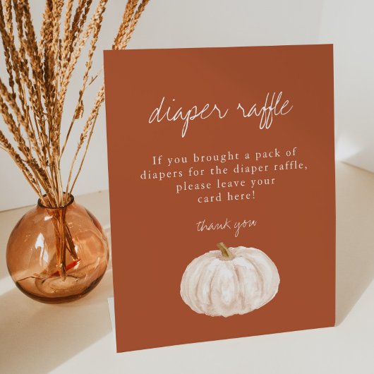 Boho Pompoen Baby shower Luier Raffle Teken Reclamebord Met Voetstuk