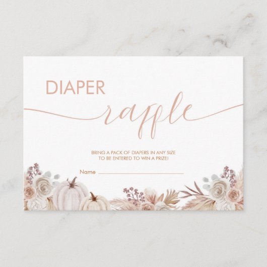 Boho Pompoen Baby shower Luier Raffle Tickets Informatiekaartje (Voorkant)