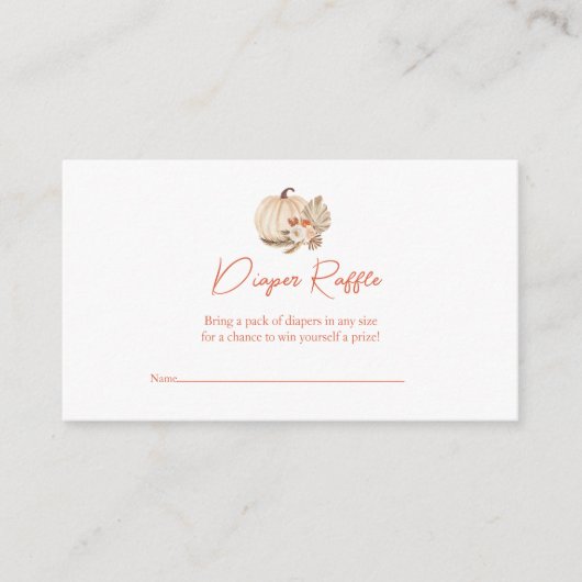 Boho pompoen Baby shower | Luierloof Informatiekaartje (Voorkant)