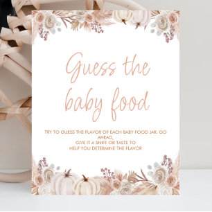 Boho pompoen Baby shower raden de Baby voedsel tek Poster