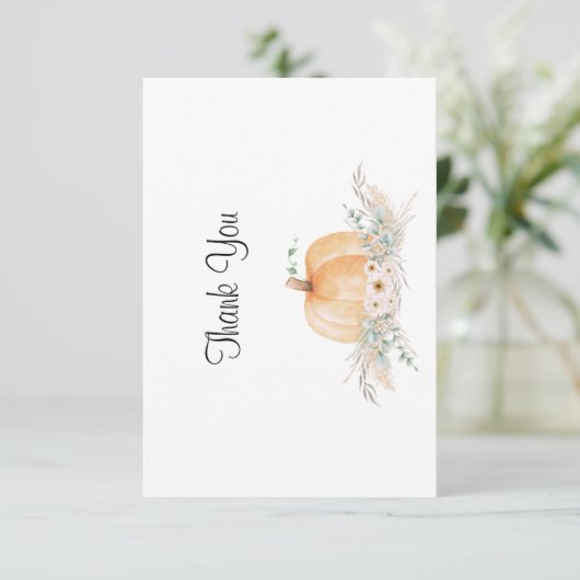 Boho pompoen bedankje neutraal bedankkaart (Staand voorkant)